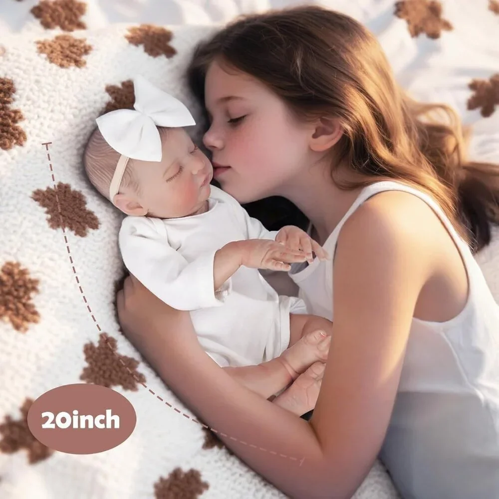 🆕20inch Soft Cloth Body Newborn Baby Doll Moonbeam Ribbon Angel Sleeping Girl